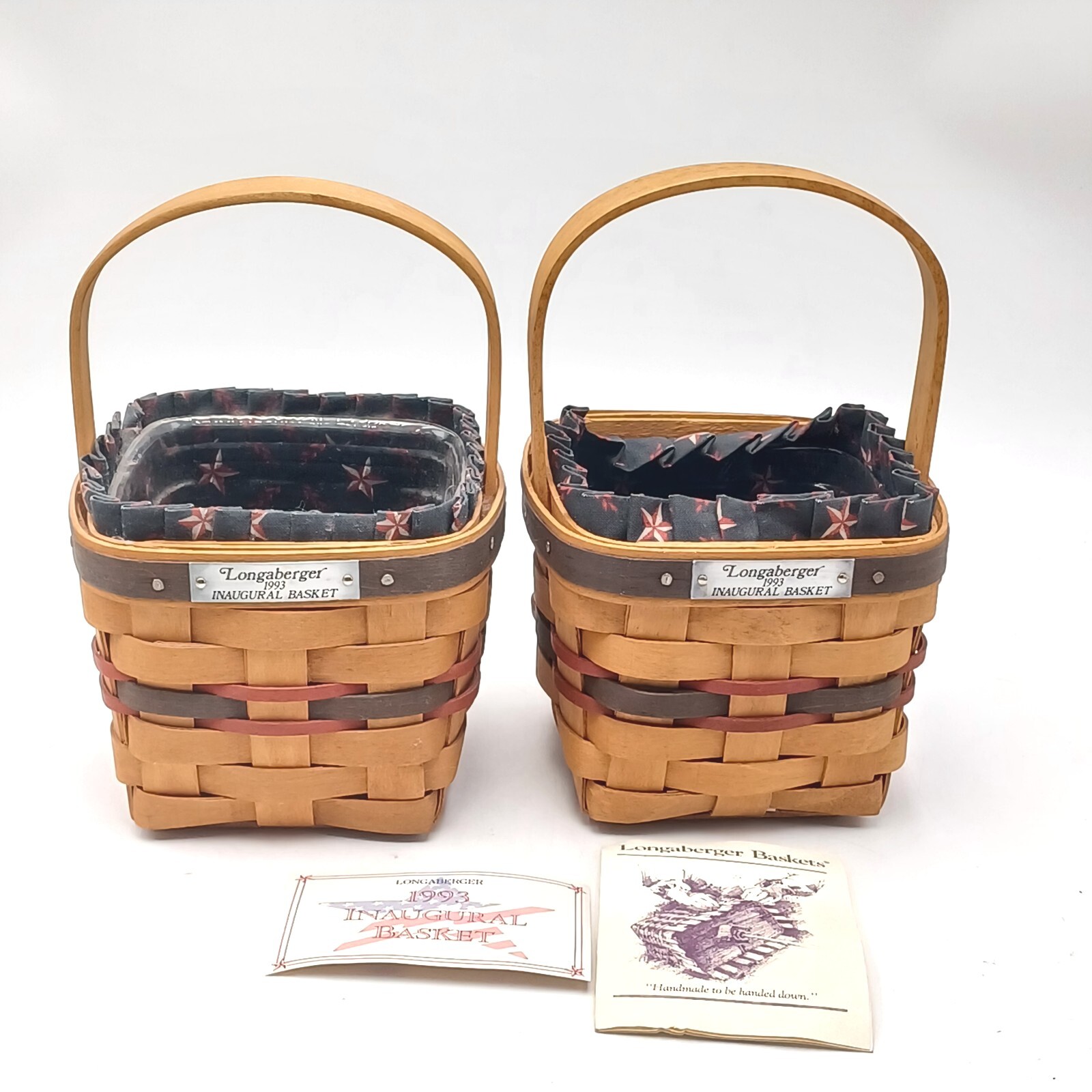 Longaberger 1993 INAUGURAL BASKET LOT. PROT, LINER, METAL TAG,  SIGNED, USA NEW