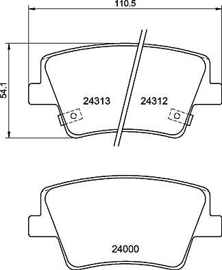 Rear BREMBO P 30 117 Brake Pad Set, disc brake for HYUNDAI