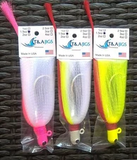 3 pack Flare Snook Jigs T&A JIGS MIXED COLORS 1oz 1.5oz 2oz 2.5oz 3oz  Flair