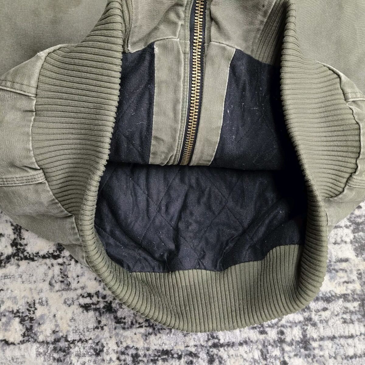 Vtg Carhartt Army Green Hooded Canvas Jacket J130 ARG LRGT Vtg Carhartt Army Green Hooded Canvas Jacket J130 ARG LRGT