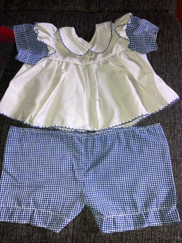 Vintage Cabbage Patch Kids/doll Clothes - Blue/White Dress & Bloomers  (56)