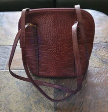 Vintage Saks Fifth Ave Burgundi/brown Top Grain Calfskin Handbag Made In Italy