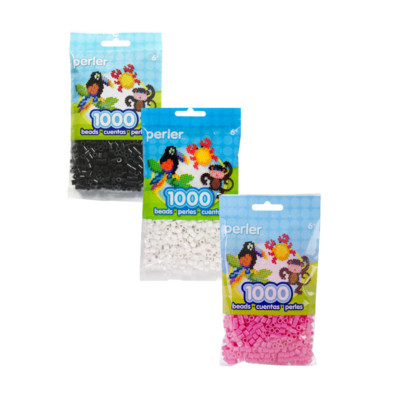 Perler Bead Bags 3x1000 Black, White, Pink
