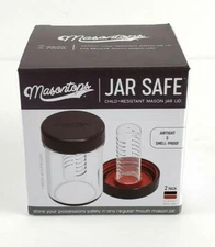 Masontops Jar Safe - Child Proof Herb Stash Jar Lids - 2PK - Regular Mouth NEW