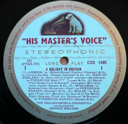 CSD 1495 A Holiday In Britain George Weldon NEAR MINT HMV Stereo 1st G/G - Picture 2 of 5