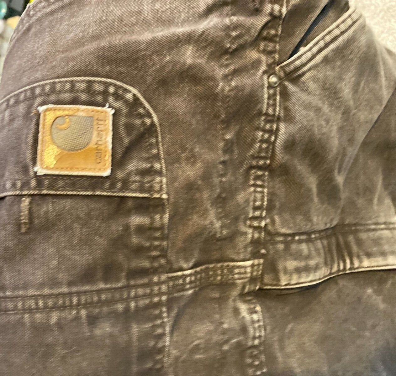 CARHARTT LINED OVERALLS BROWN DOUBLEKNEE BIB OVERALLS RN 14806 SZ 38