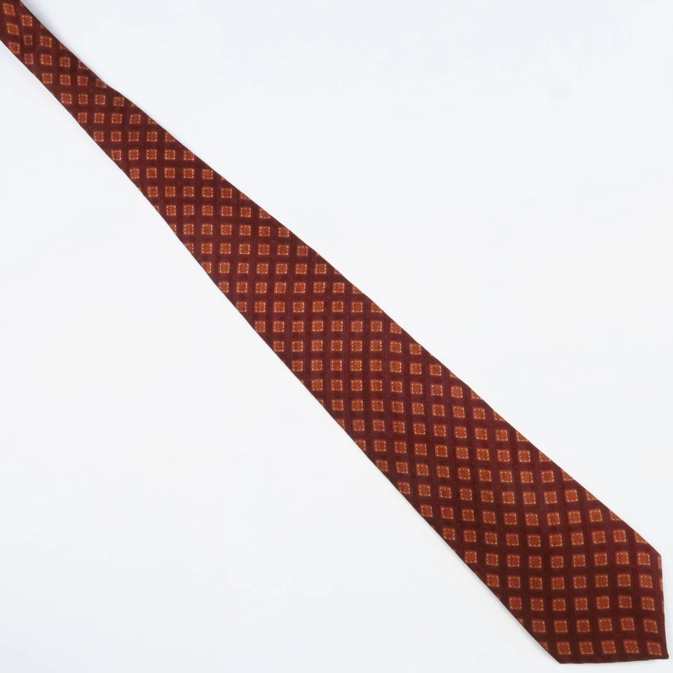 Vintage Guess? Maroon Orange Geometric Check Pattern Mens Neck Tie 54x4 Unique - Image 2 of 4