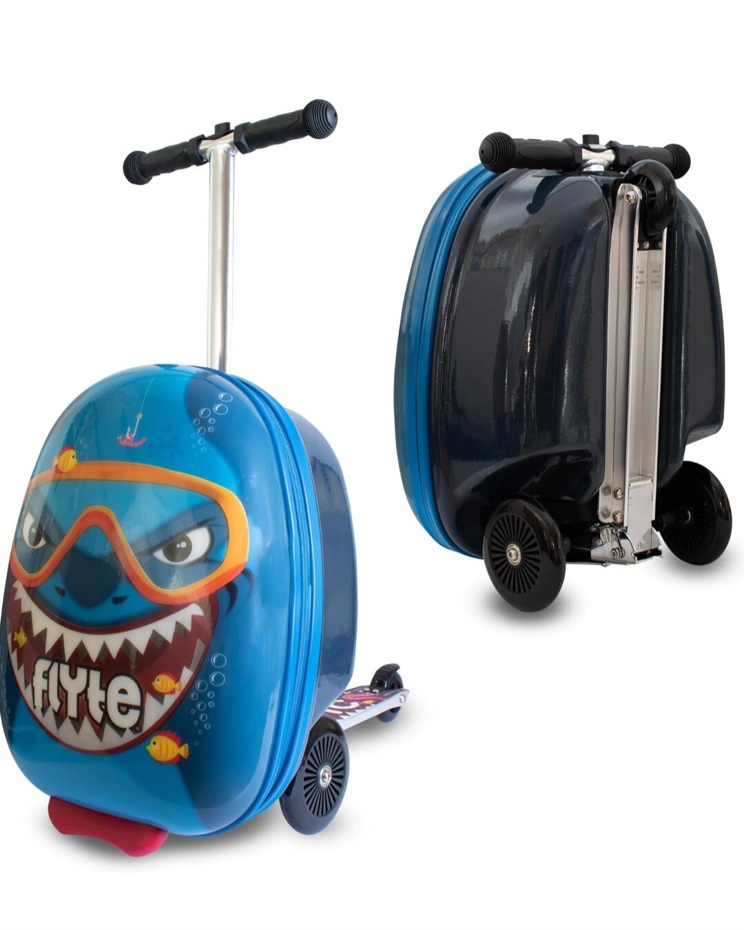 Maleta Flyte Scooter Plegable Equipaje para Niños – Stormy the Shark, 18 Pulgadas