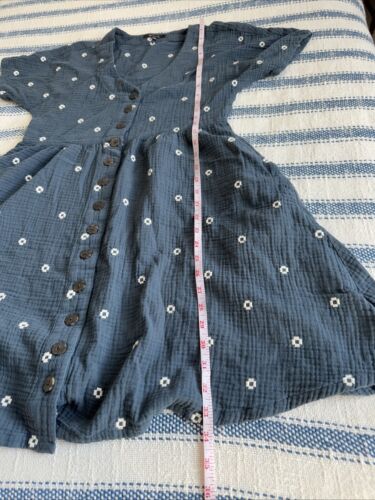 Madewell XXS Women’s Embroidered Muslin Dress Button Down Blue - Picture 4 of 5
