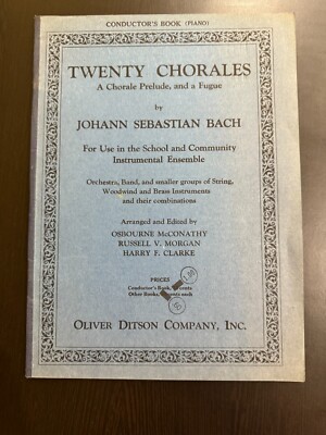 TWENTY CHORALES JOHANN SEBASTIAN BACH SHEET MUSIC PIANO/ORGAN CONDUCTOR'S BOOK