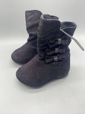 Garanimals Girls Toddler Size 3 Slouch Boot Boots Black Bows Kids Zip Up