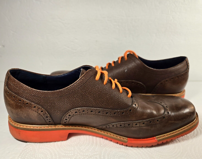 Cole Haan Great Jones Wingtip Oxford Shoes Brown Orange 