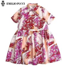Emilio Pucci Kids One Piece Pink Multicolor Flower Pattern Silk Tag Included