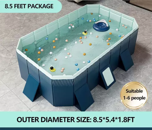 Foldable Large Rectangular Above Ground Outdoor Backyard Swimming Pool Adult Kid - Picture 10 of 11