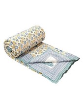 Hand Block Printed Cotton Quilt King Size Lightweight Bedspread Blanket
