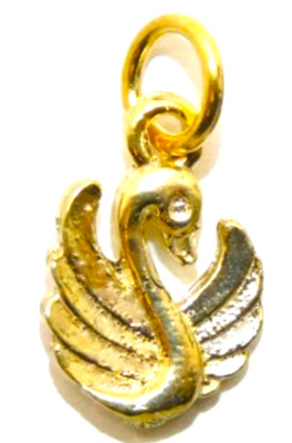 14K süßer Schwan Gelbgold Anhänger Charm