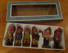 Set of 6 Vtg The Yorkshire Co Decorative Hand Painted Elves Ornaments Hong Kong