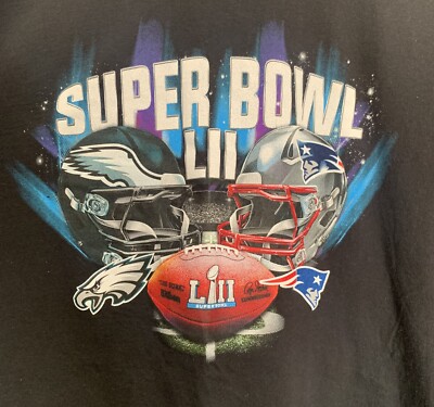 6XL T-Shirt NFL SUPER BOWL LII (52) EAGLES vs PATRIOTS Gray