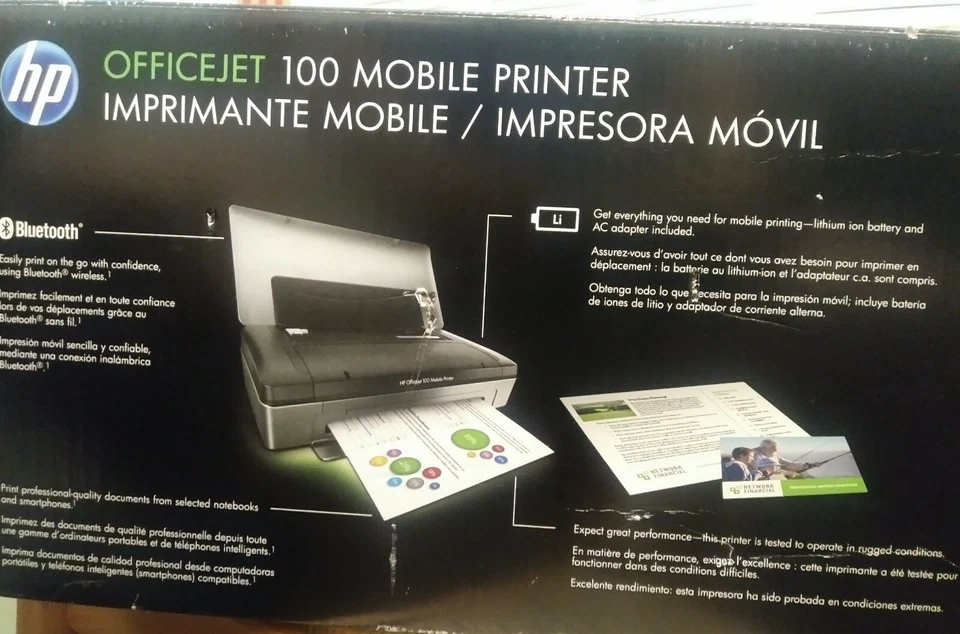 HP Officejet 100 Mobile Wireless Bluetooth Printer  opened box - Image 2 of 4