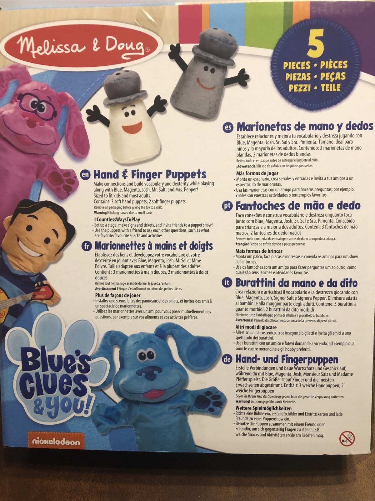 Melissa and Doug 5 Piece Blue's Clues and You! Hand and Finger