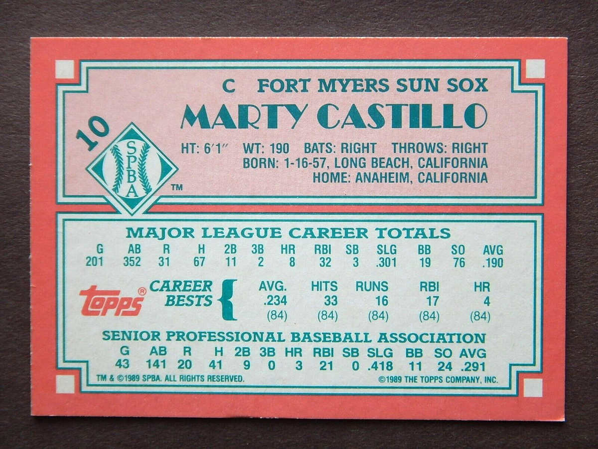 Marty Castillo #10 Topps Senior League 1989 Baseball Card (Ft