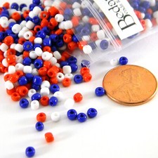 50 Grams Red White  Blue Patriotic USA Themed 8/0 Small 3mm Glass Seed Beads