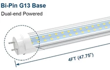 JESLED T8 T12 4FT LED Type B Light Bulbs, 24W 3000LM 5000K White- Qty 2 Tubes
