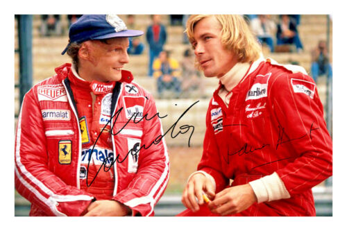 Niki Lauda & James Hunt Signed A4 Photo Print Autograph Formula 1 World Champion - Picture 1 of 1