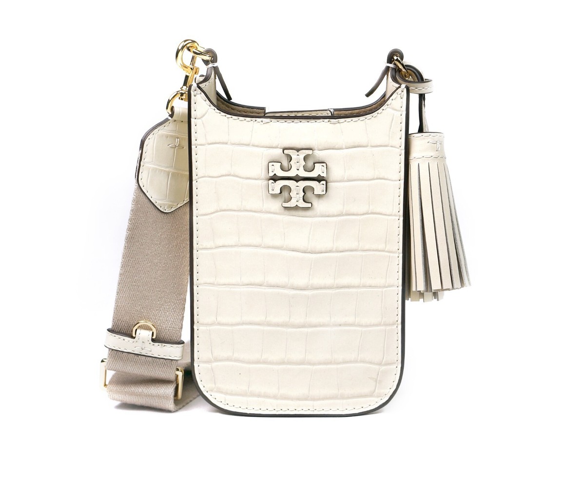 Tory Burch Thea Cream Croc Embossed Cellphone Crossbody Tory Burch Thea Cream Croc Embossed Cellphone Crossbody