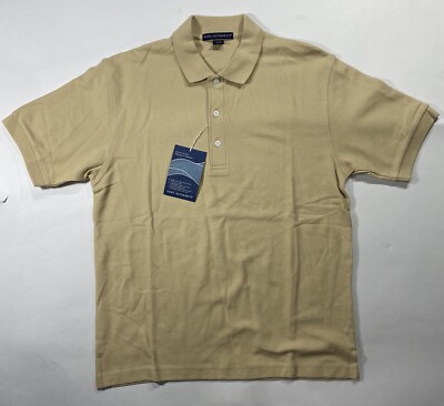 Port Authority Men's Polo Shirt Size S Pima Cotton Tan Beige Button Short Sleeve