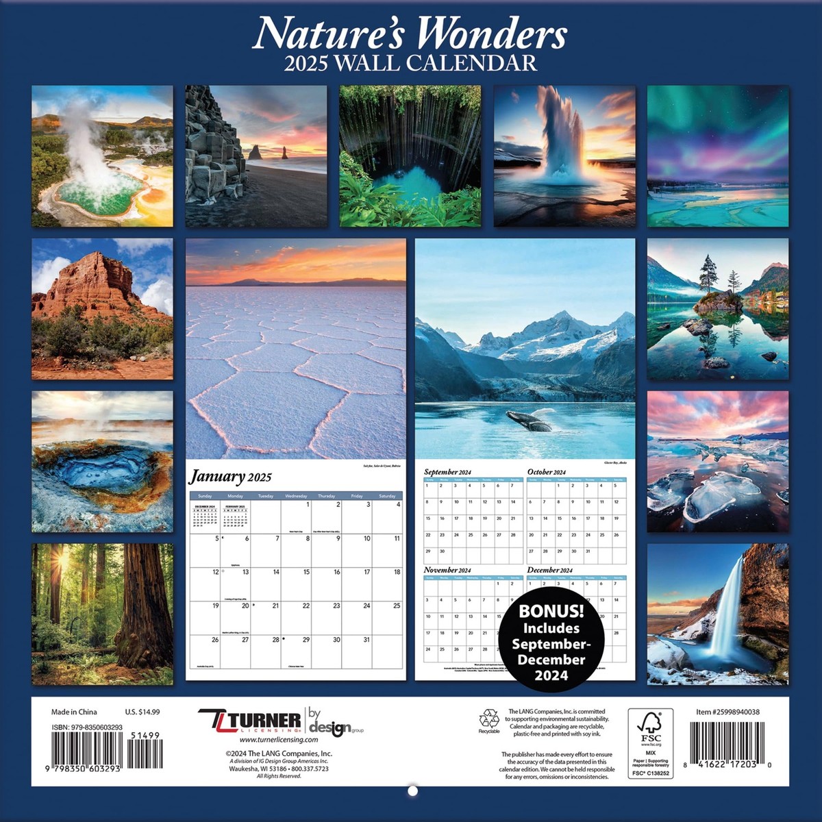 TURNER PHOTOGRAPHIC 2025 Nature's Wonders 12x12 Photo Wall
