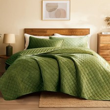 Velvet Quilt King Size: 3-Piece Reversible Luxury Velvet Bedding Comforter Se...