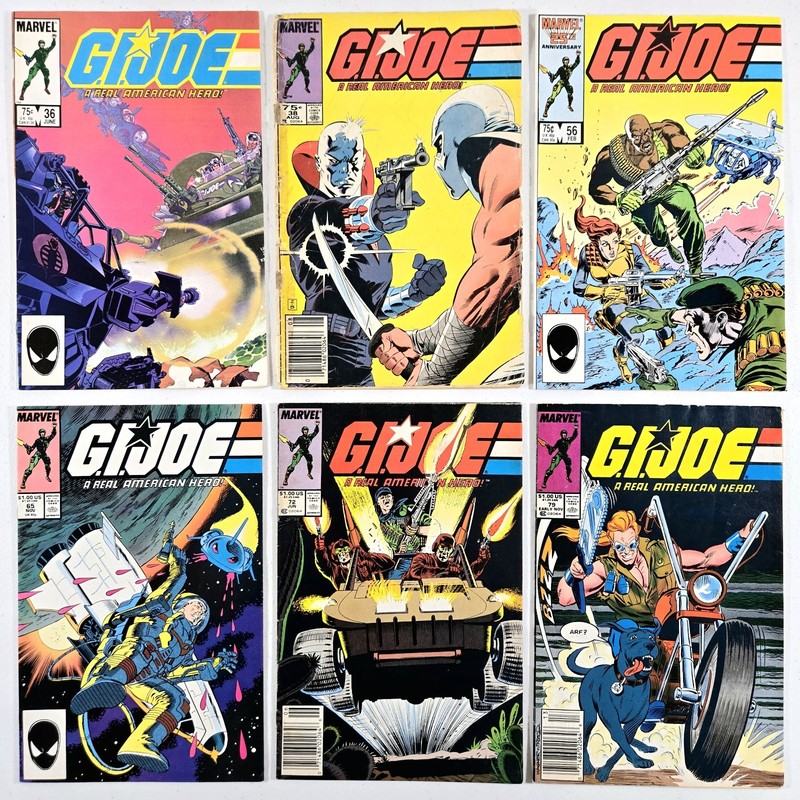 LOT OF 6 G.I. JOE: A REAL AMERICAN HERO (#36, 38, 56, 65, 72, 79) MARVEL COMICS