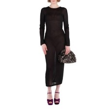 Versace Knit Slashed Back Transparent Midi Dress