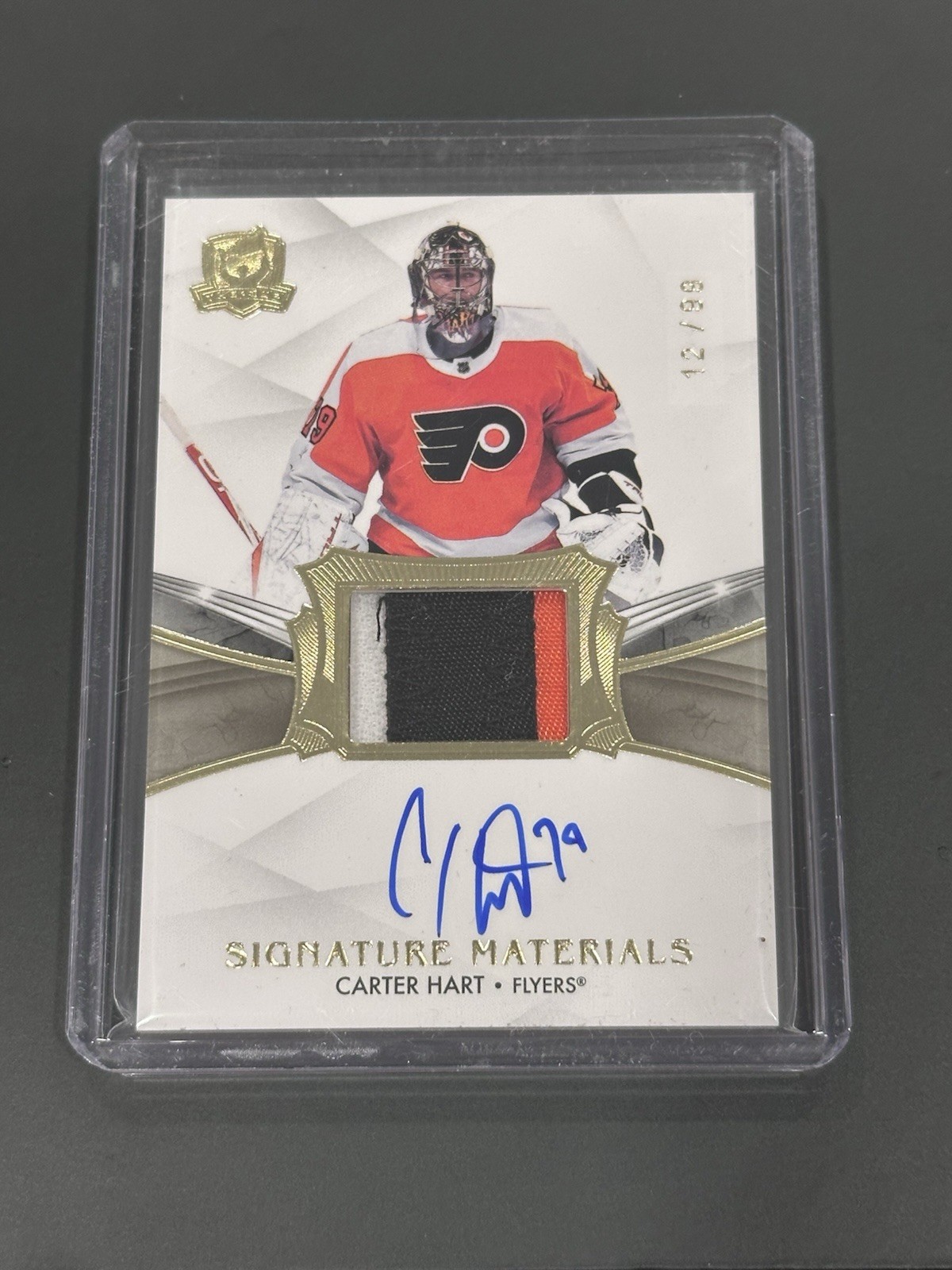 Carter Hart #SP-CH 2021-22 Upper Deck The Cup Hockey 2020-21 The Cup Update - Signature Materials