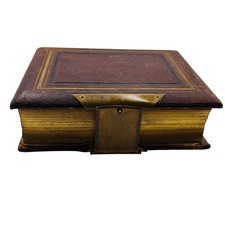 VICTORIAN Antique 1875 Leather family Photo Album Brass Clasp Gilt Edges TINTYPE