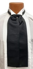 Men's Black Satin Pre-Tied Ascot Cravat Tie with Pin Victorian Morning Dress
