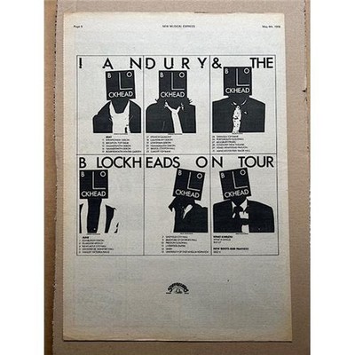 IAN DURY MAY JUNE 1978 TOUR (B) POSTER SIZED original music press advert from 19