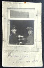 WWI Memory of "Forge 1915". Officers in the window clinking glasses of beer