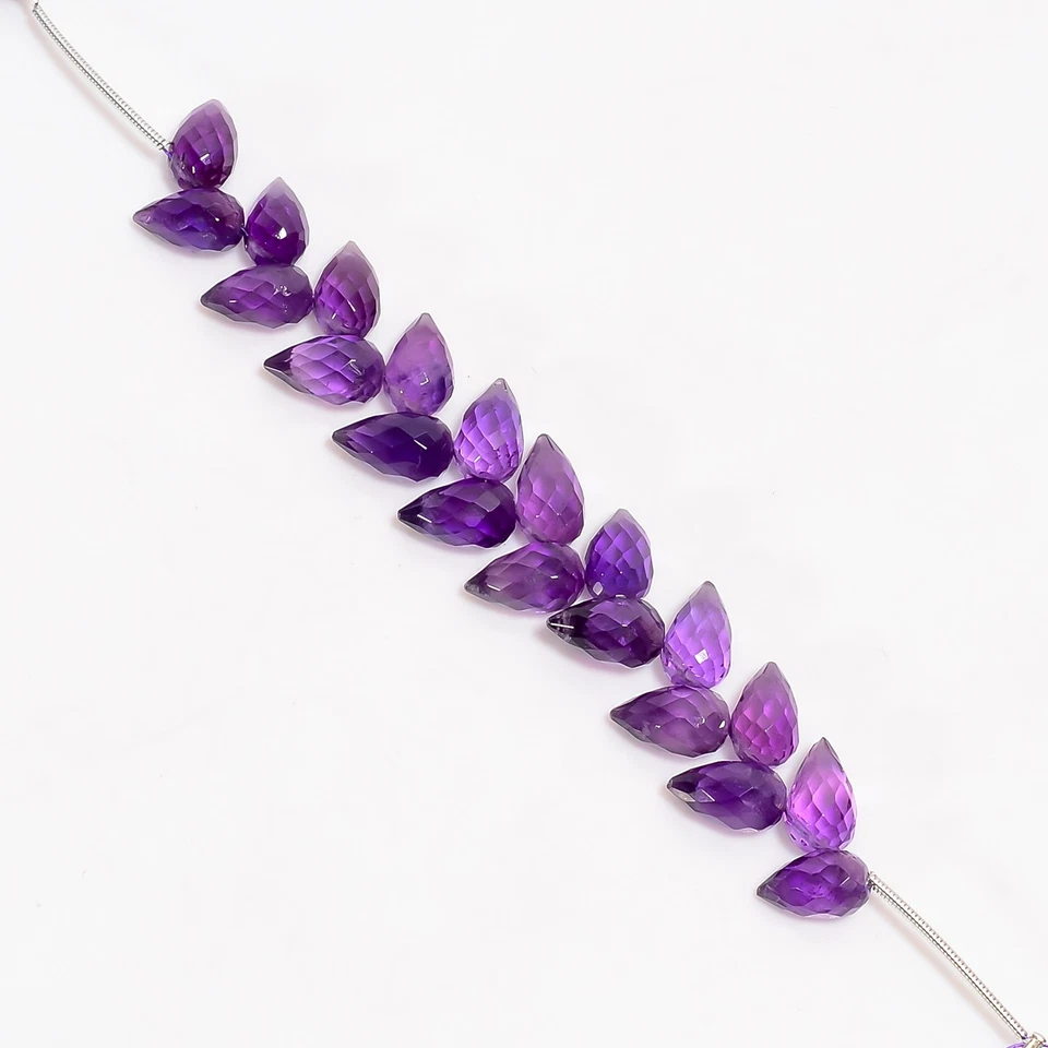 Cuentas facetadas lágrima lágrima piedras preciosas amatista africana natural 10x6 mm hilo 18-22 piezas Foto 3 de 4