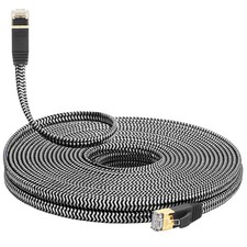 Cat 7 Ethernet Cable 100 FT Nylon Braided Flat High Speed Shielded LAN Cord