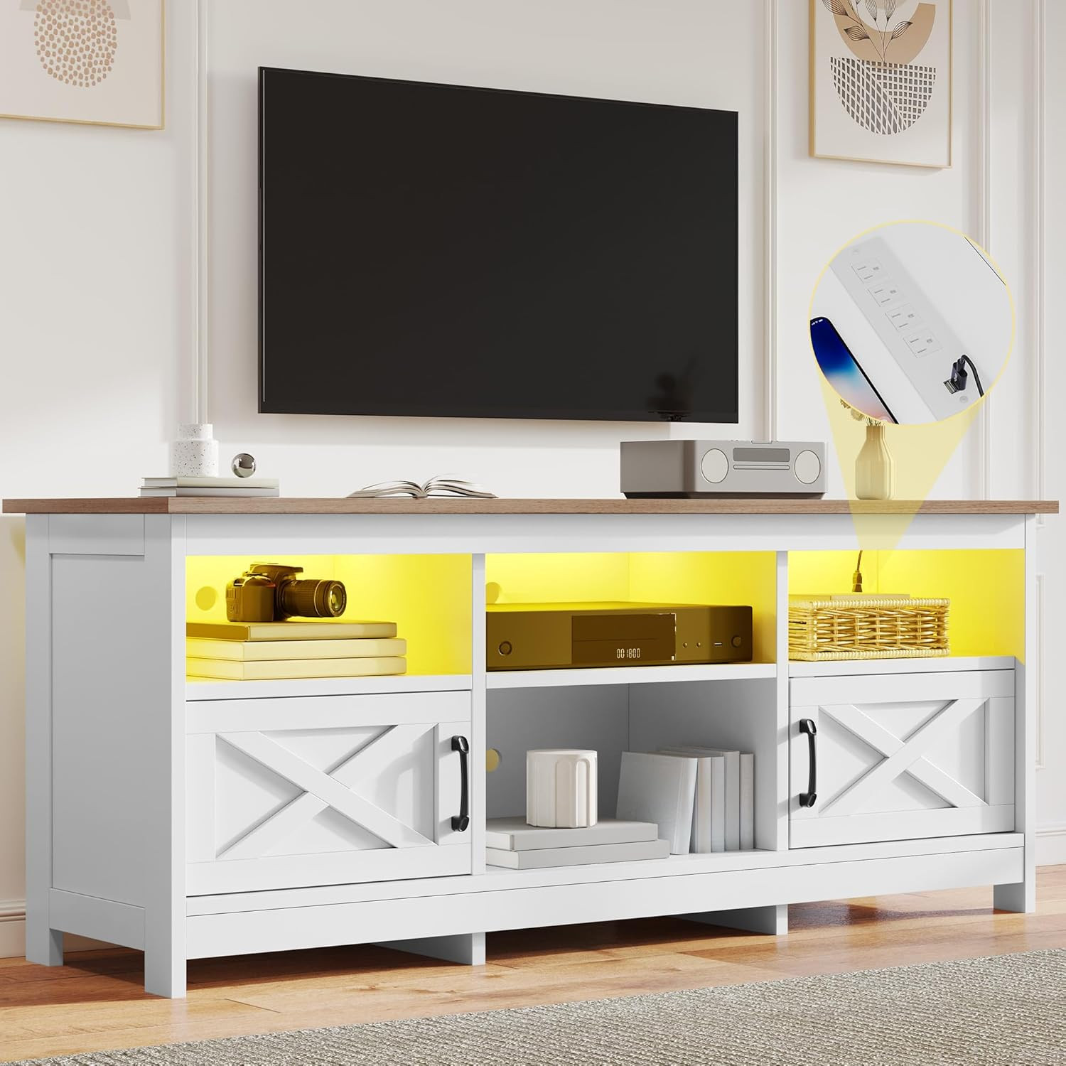 With Power & Led Lights For 80" Tvs