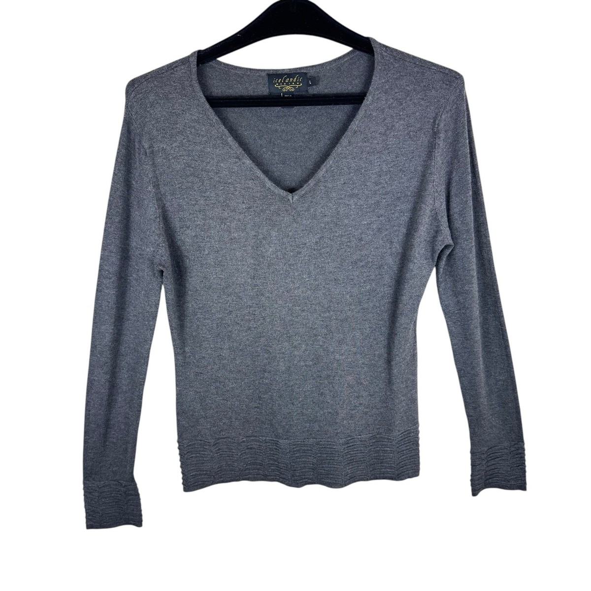 Si/L V-Neck Knit SLATE GRAY Sサイズ Icelandic Design Gray V-Neck Tight Knit Lightweight Viscose Nylon