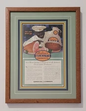 Vintage Armour's Quality Products Oval Label Ham Ad Custom Framed Art