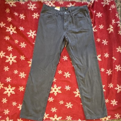 Lee Men's Gray Dark Wash Denim Jeans Straight Leg Regular Fit Mid Rise