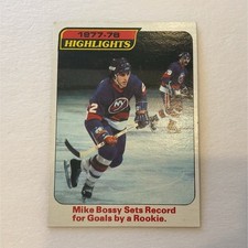 Topps 1977-78 Highlights Mike Bossy #1 New York Islanders NHL Rookie Card. rookie card picture