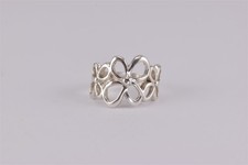 Sterling Silver Triple Openwork Flower Band Ring 925 Sz: 6.5