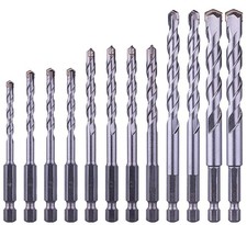 NordWolf 12-Piece Metric Masonry Drill Bit Set with 1/4" Hex Shank, Carbide Tip