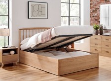 Ottoman Lift Up Storage Real Oak Wood Wooden Bed Frame.4ft6 Double, 5ft King,6ft