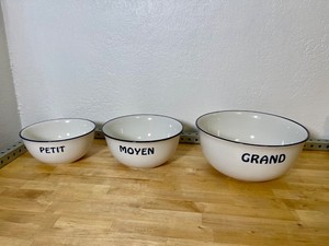 3 Williams Sonoma Bistro Francais Mixing Nesting Bowls Bake Cooking Wear French